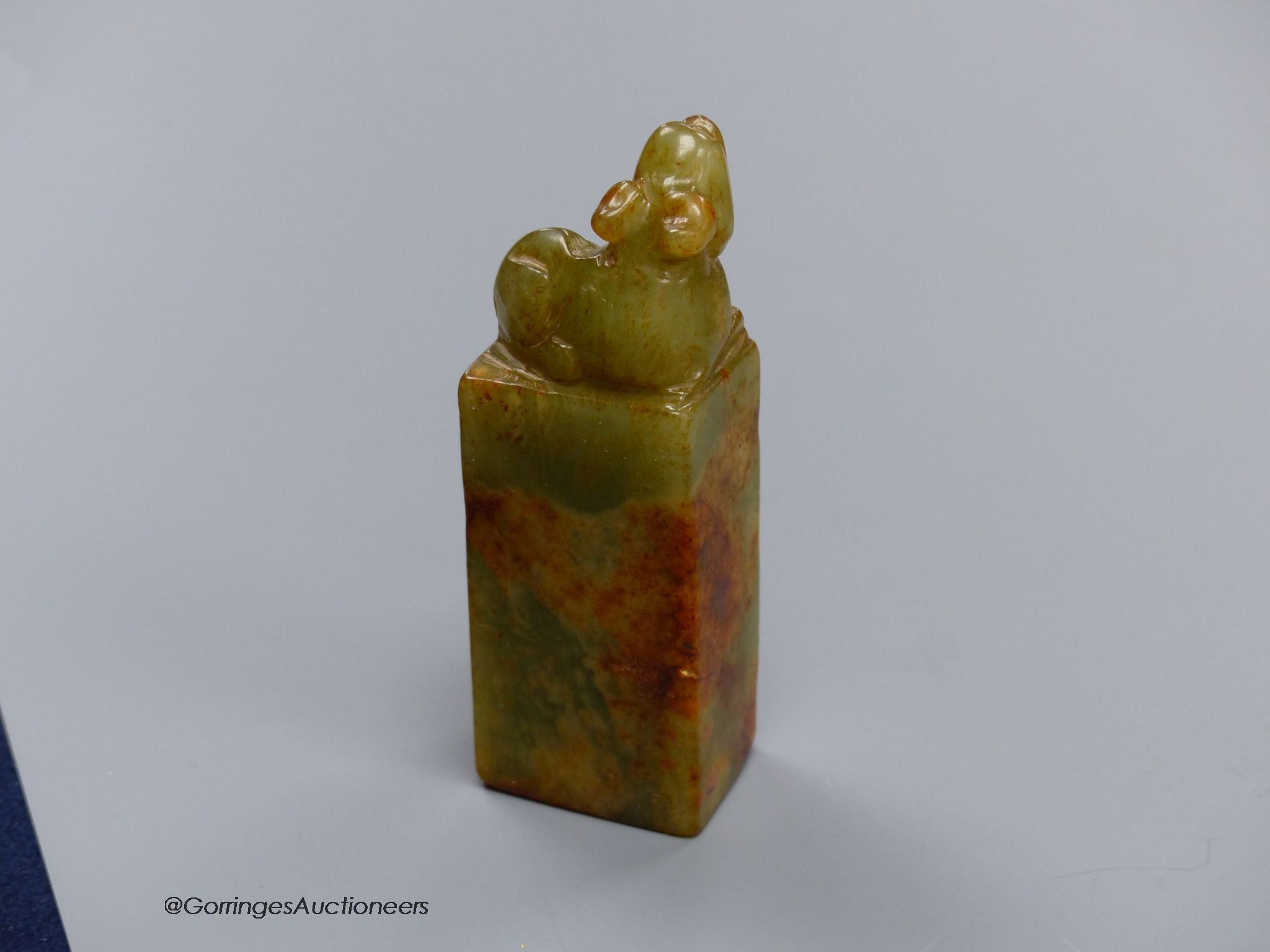 A Chinese carved soapstone chop seal